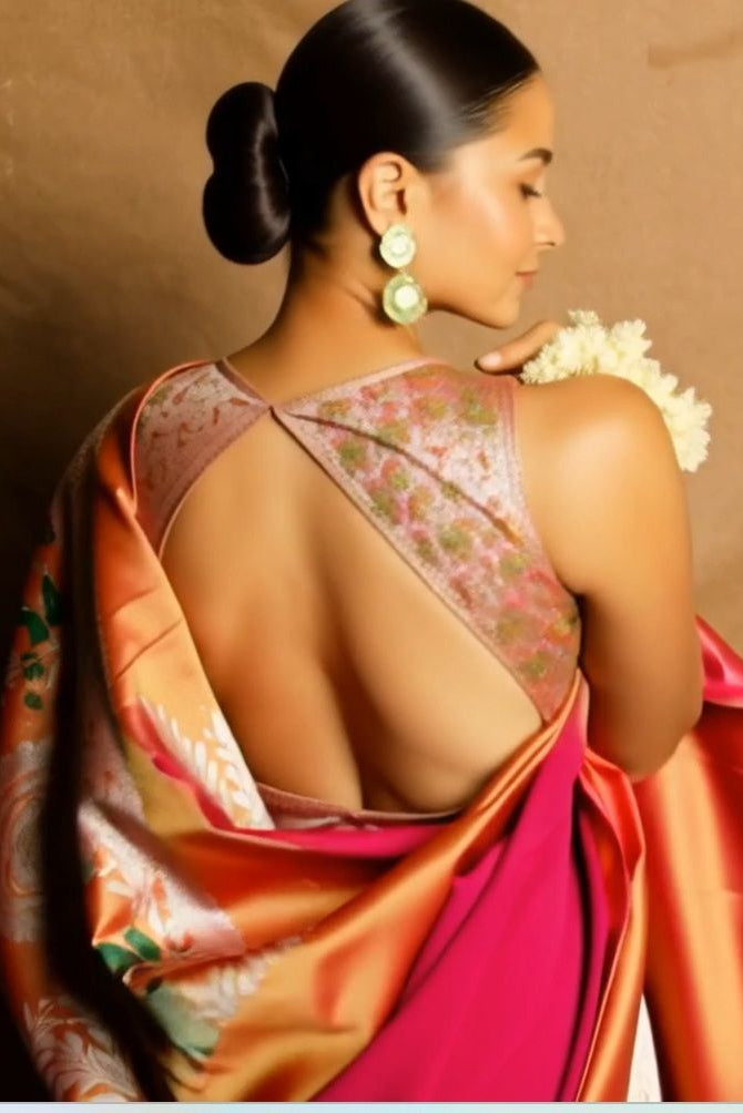 Terracotta Nature’s Symphony Tissue Silk Saree – Jungle Motif Edition