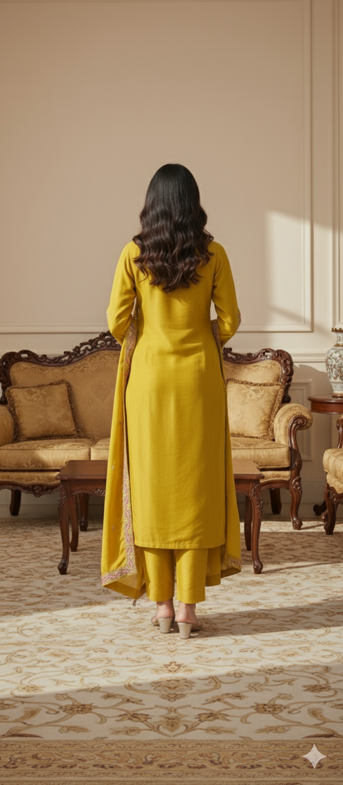 Premium Chinon Silk Kurti Pant Dupatta Set