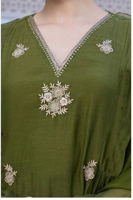 Sulochana Green Embroidered Anarkali Suit with Dupatta