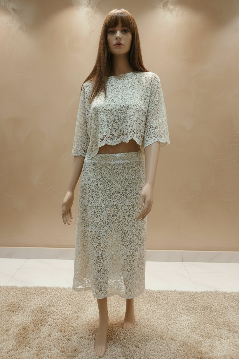 Elegant Cotton Lace Two-Piece Set