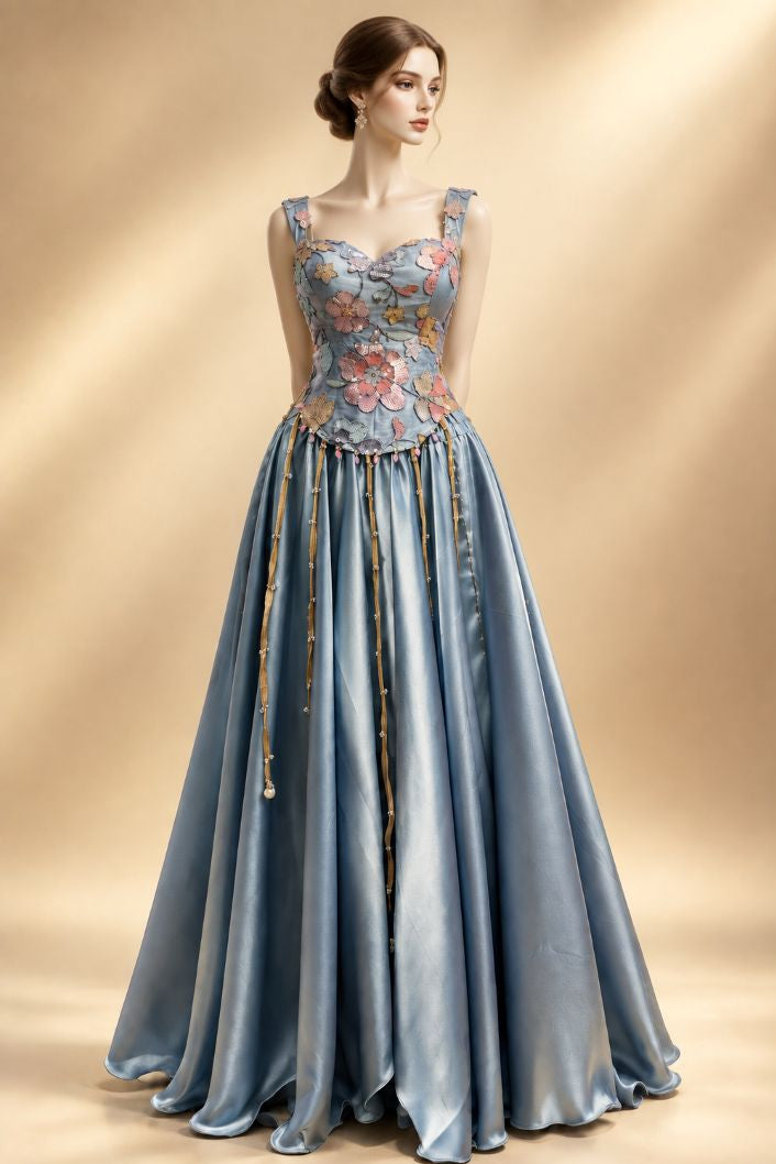 Silver Mist Corset Style & Satin Skirt Set