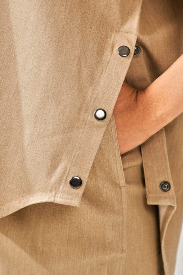 Minimalist Beige Cotton Slub Cord Set