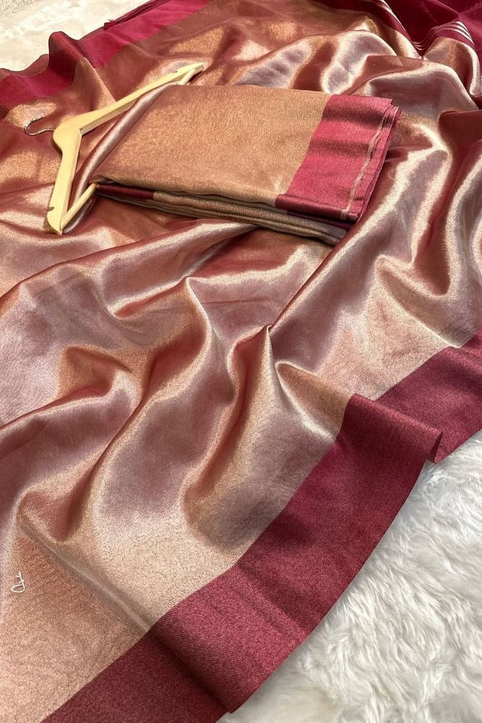 Banarasi Pure Handloom Tissue Silk Saree with Katan Border