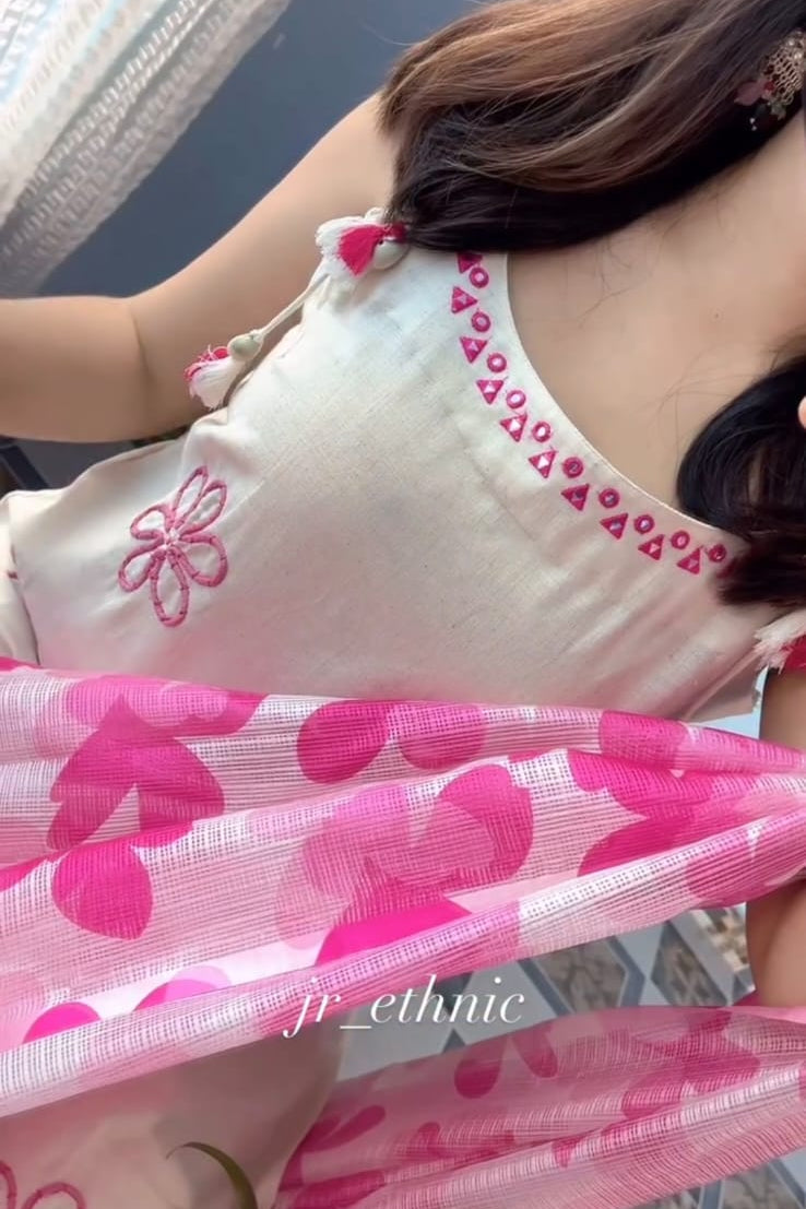 Cotton Flex Embroidered Kurti Pant Set with Printed Dupatta