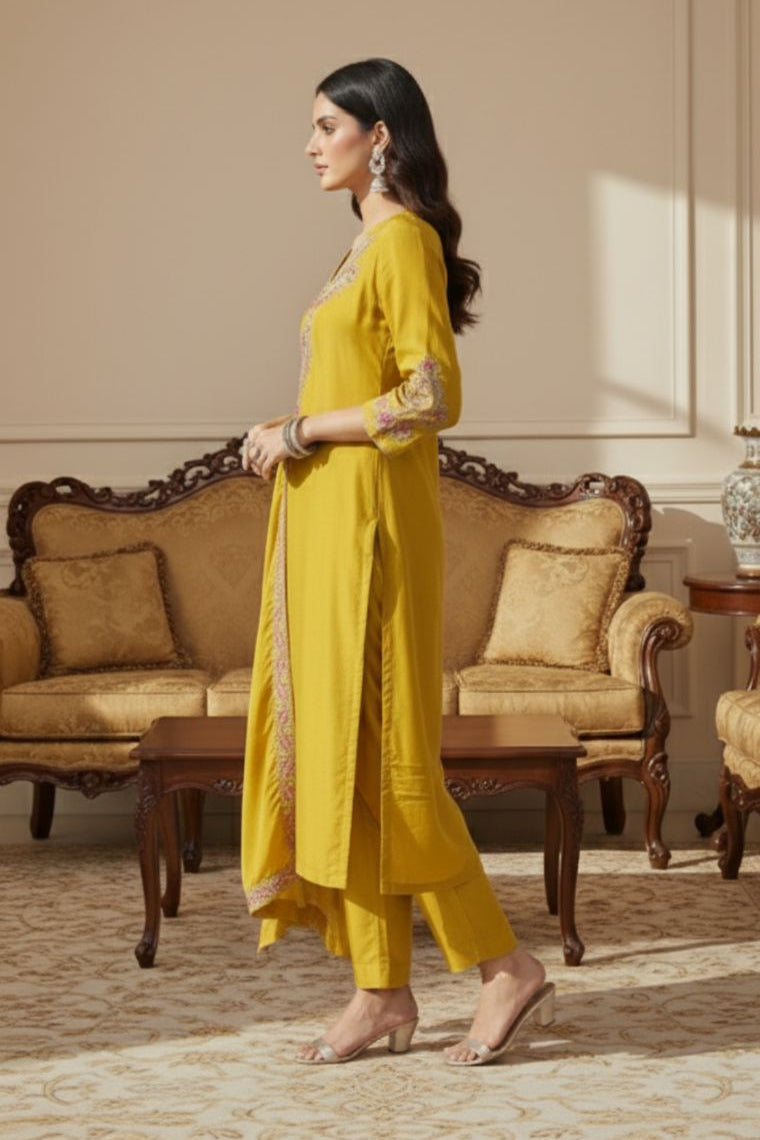 Premium Chinon Silk Kurti Pant Dupatta Set